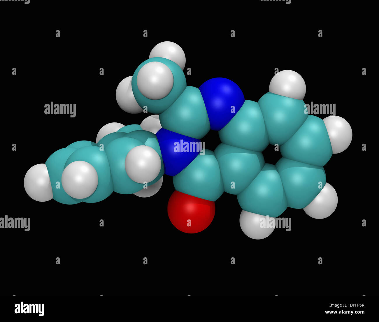 Molekulare 3D-Modell des Methaqualon Stockfoto