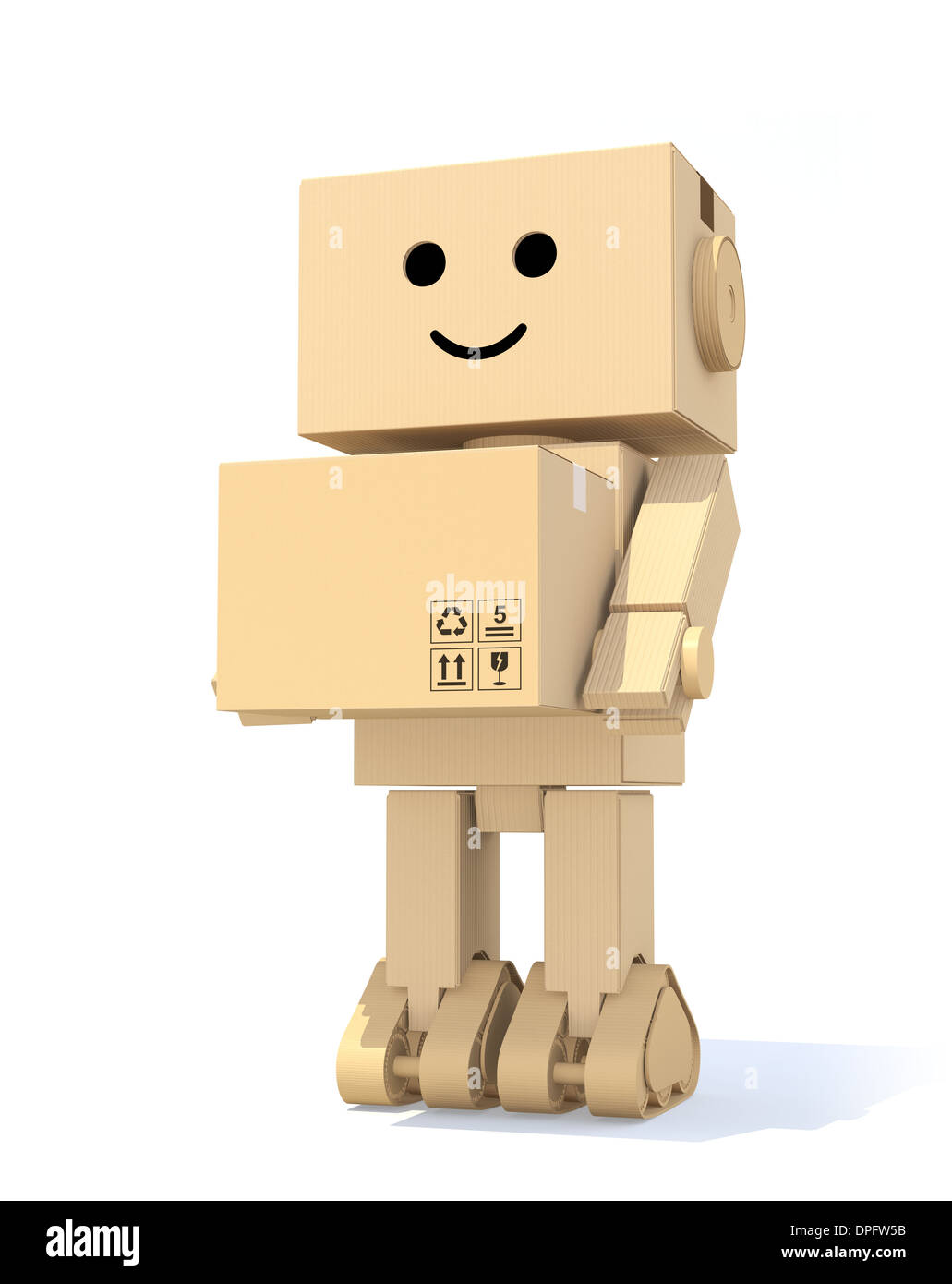 Karton-Roboter Charakter Stockfoto
