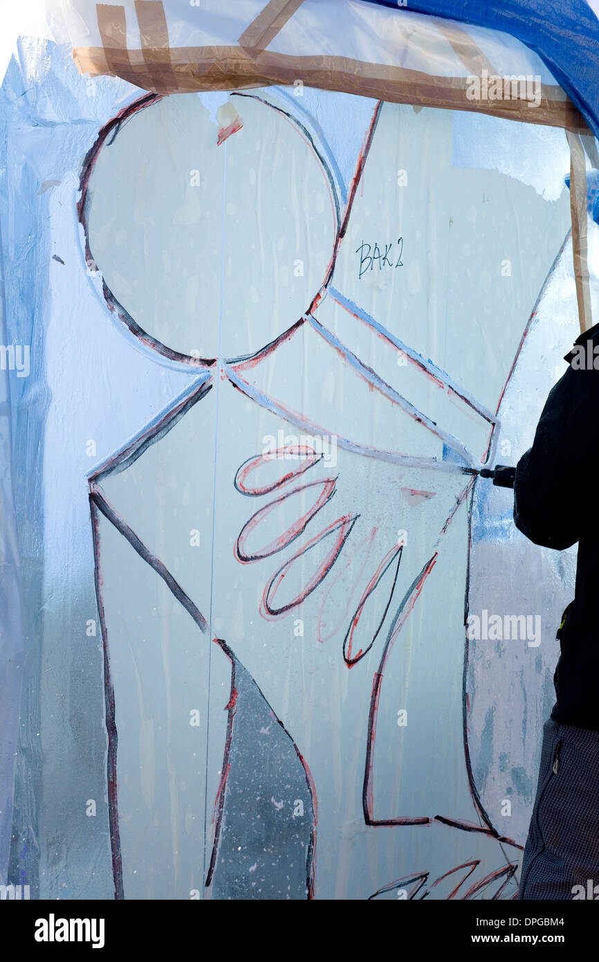 London Ice Sculpting Festival am Canary Wharf "Fabelhafte Mode" Stockfoto