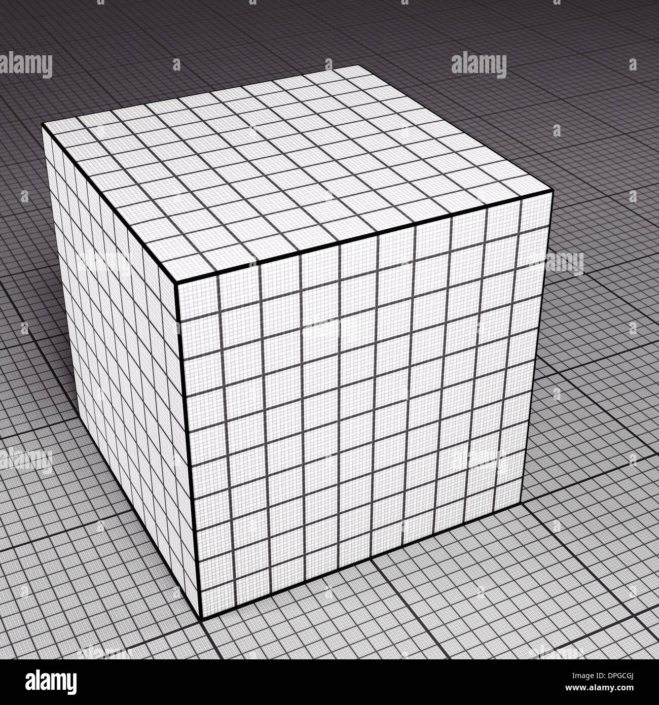 Raster Papier Cube im Raster Papier Stock Stockfoto