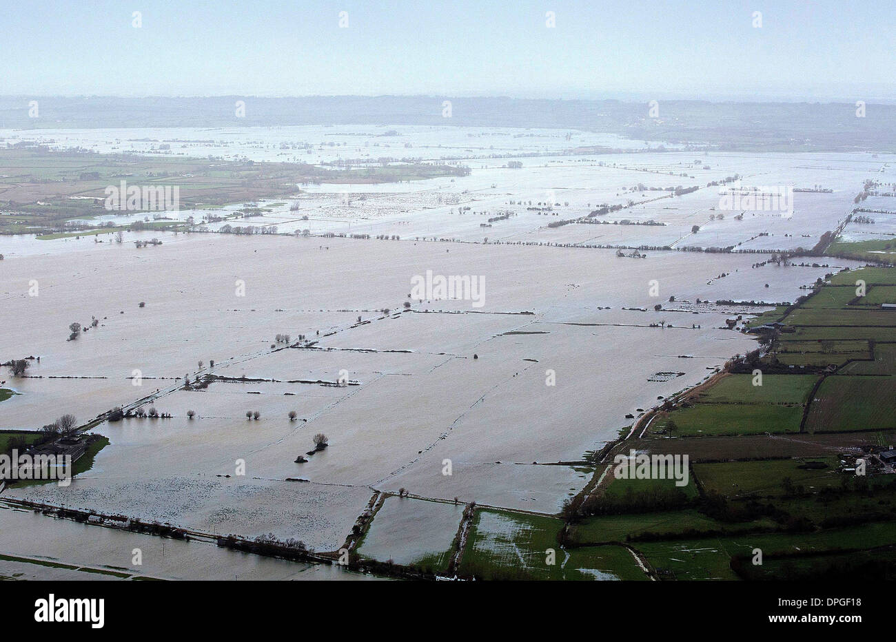 Eine Luftaufnahme der Somerset Levels die zeigt, das wahre Ausmaß der Überschwemmungen Stockfoto