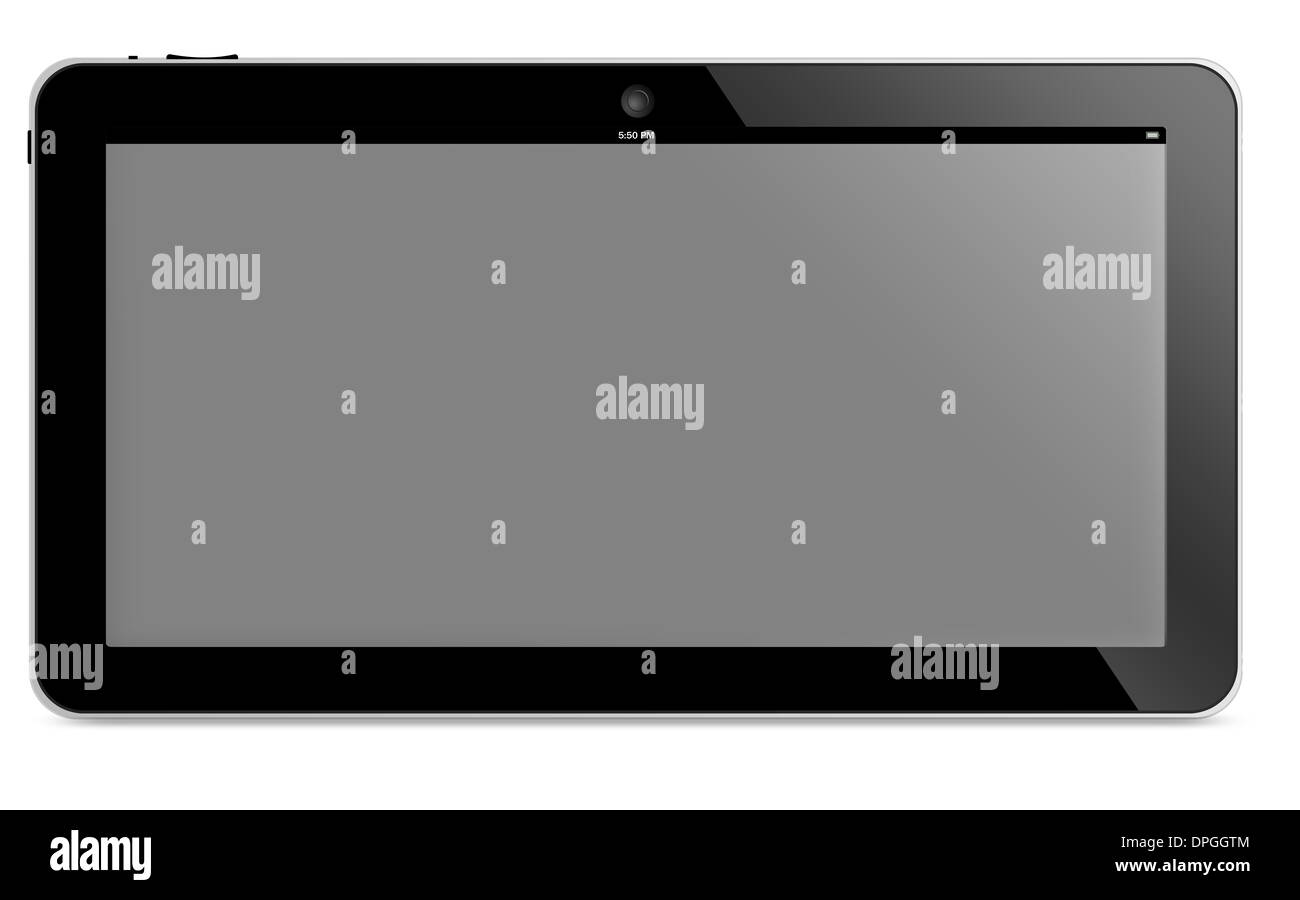 Tablet-Computer mit Breitbild-isoliert auf weißem Hintergrund. (mit Beschneidungspfad Arbeit) Stockfoto