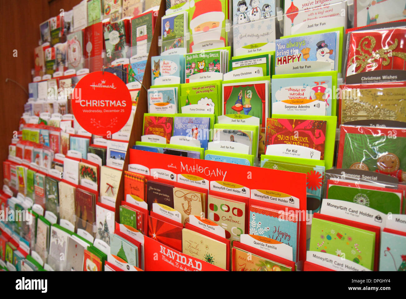 Miami Beach Florida, Walgreens, Grußkarten, Verkaufsmarken anzeigen, Verkauf, Weihnachten, FL131231003 Stockfoto