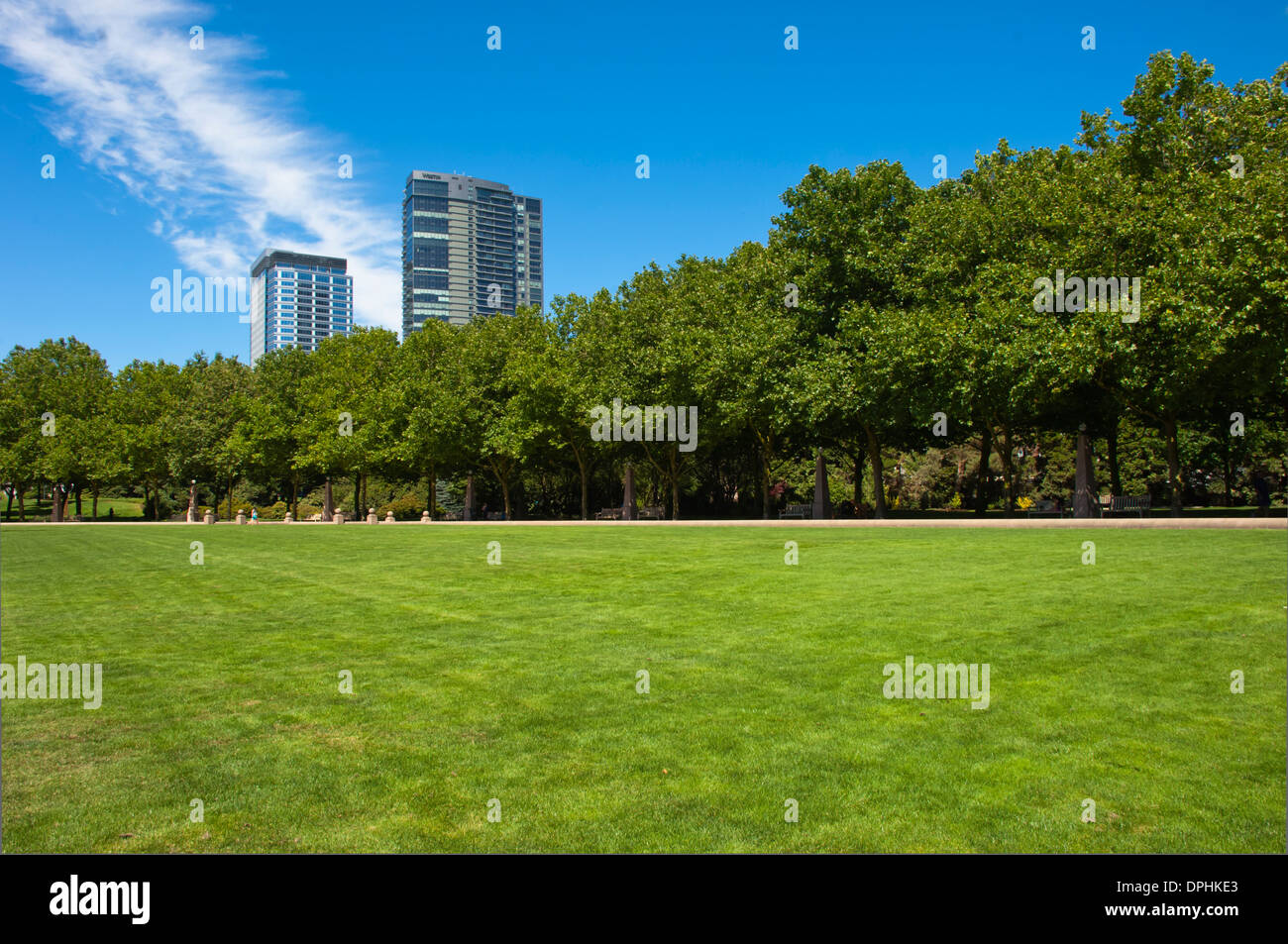 Sommernachmittag in Downtown Park, Bellevue, Washington, USA Stockfoto