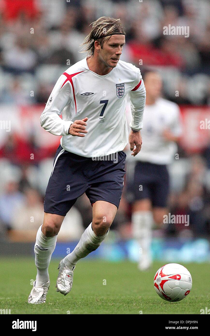 15. Mai 2006 - Old Trafford Manchester, ENGLAND - DAVID BECKHAM. ENGLAND & REAL MADRID CF. ENGLAND V ÖSTERREICH. OLD TRAFFORD MANCHESTER, ENGLAND.08 Okt 05.DIJ37669.K47874.  -Vorschau WM 2006 (Kredit-Bild: © Globe Photos/ZUMAPRESS.com) Stockfoto