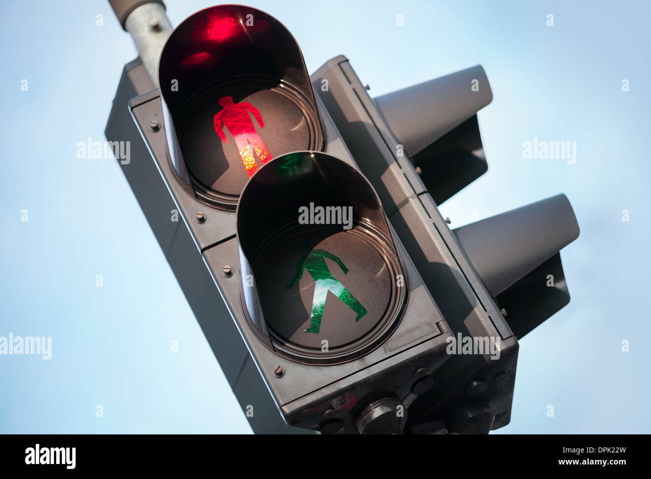 Roten Stopp-Signal des städtischen Straße Fußgängerampel Stockfoto