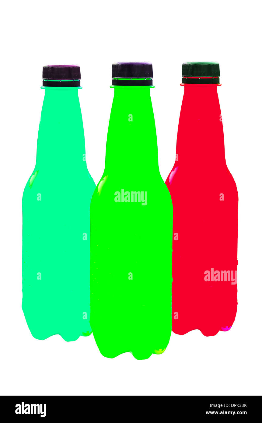 Multi-farbigen Kunststoff-Flaschen Stockfoto