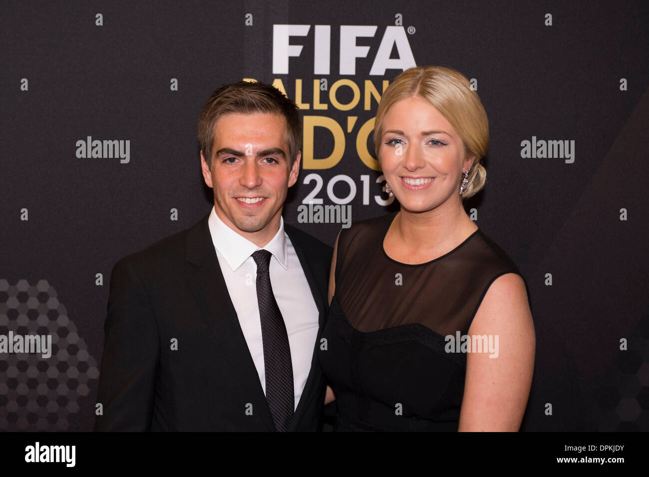 Zürich, Schweiz. 13. Januar 2014. Philipp Lahm & Claudia Football / Fußball: FIFA Ballon d ' or 2013 Gala im Kongresshaus in Zürich. Bildnachweis: Maurizio Borsari/AFLO/Alamy Live-Nachrichten Stockfoto