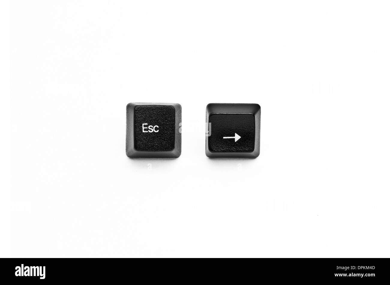 Wörter, die mit Computer-Tastatur-Tasten auf weißem Hintergrund erstellt Stockfoto
