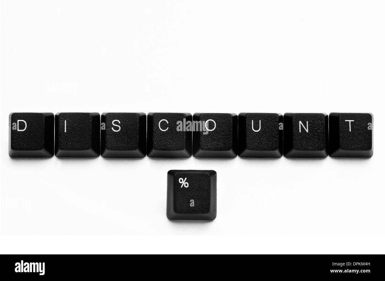 Wörter, die mit Computer-Tastatur-Tasten auf weißem Hintergrund erstellt Stockfoto