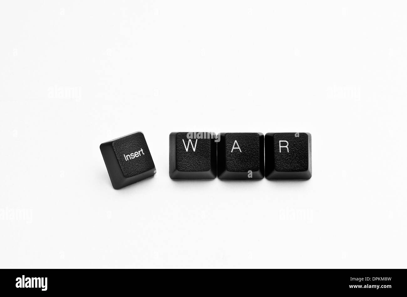 Wörter, die mit Computer-Tastatur-Tasten auf weißem Hintergrund erstellt Stockfoto
