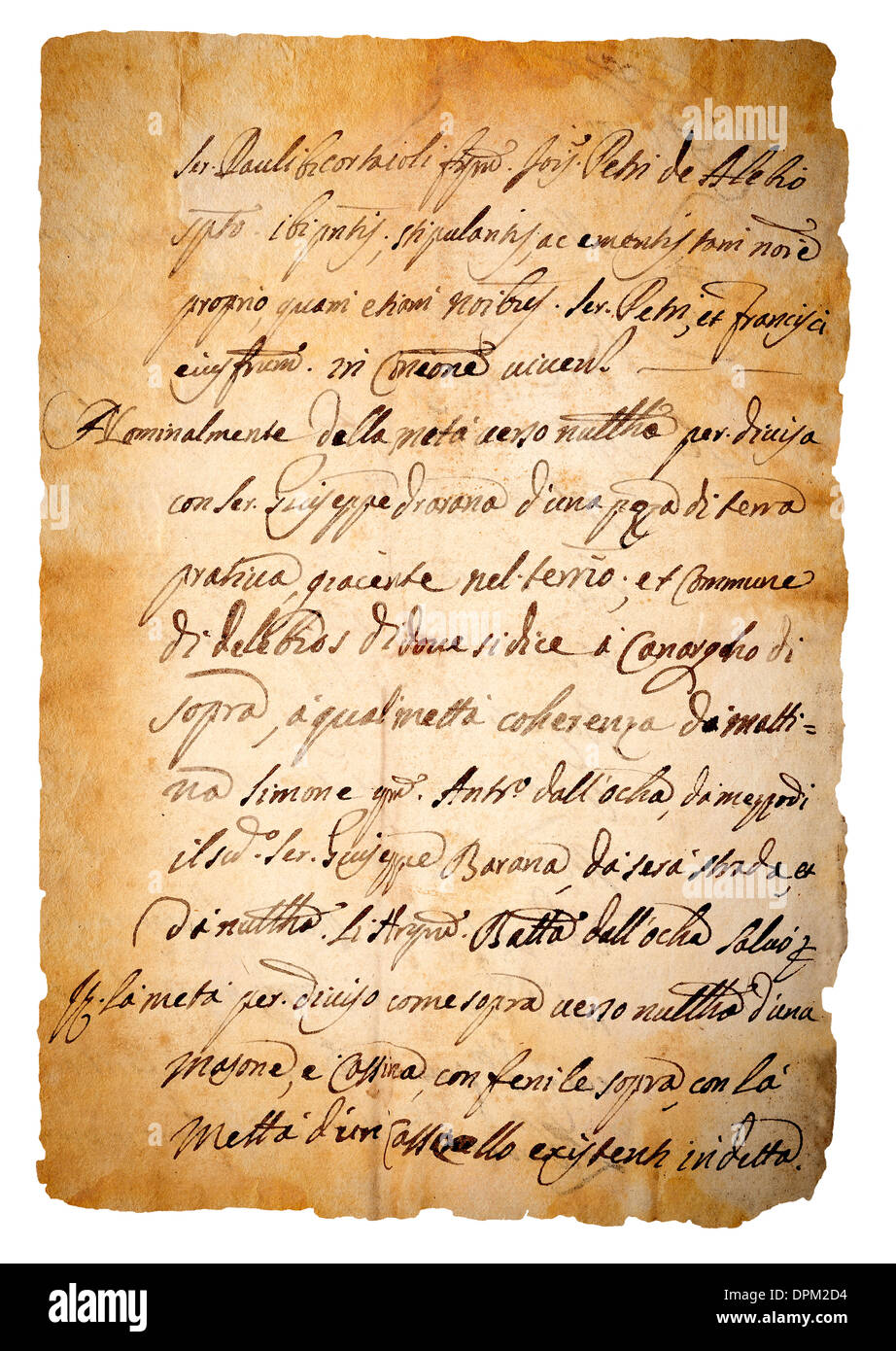 Alte Vintage Papierhintergrund isoliert auf weiss gebeizt Stockfoto