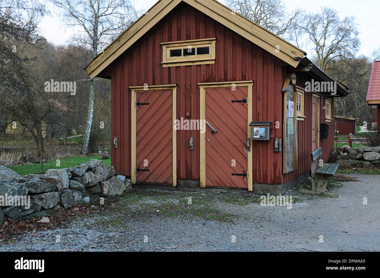 Sundsby Herrenhaus kleine Lagerhalle in dem großen Gebäude Stockfoto