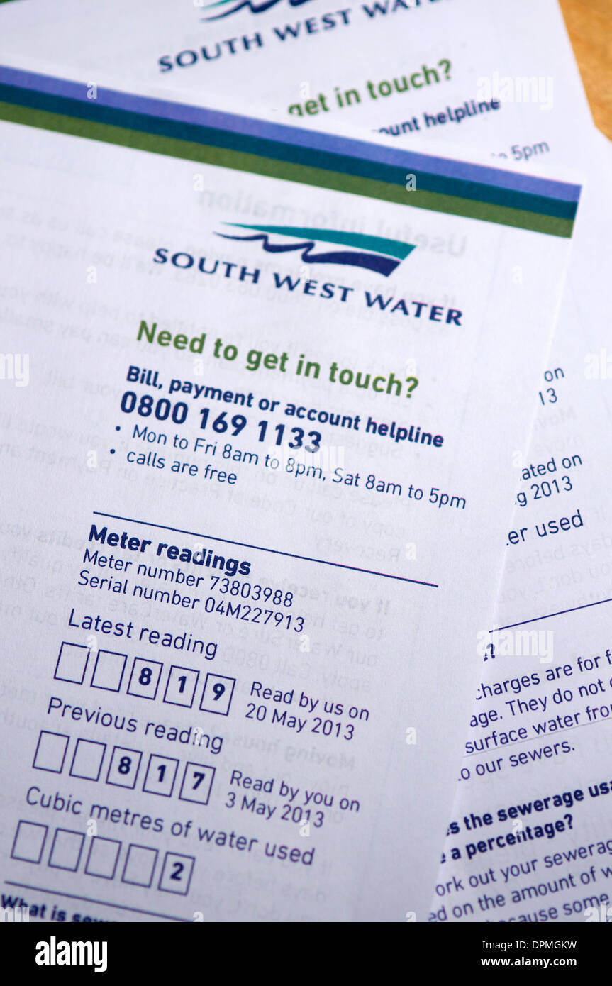 Wasserrechnung aus South West Water Stockfoto Wasserrechnung aus South West Water Stockfoto