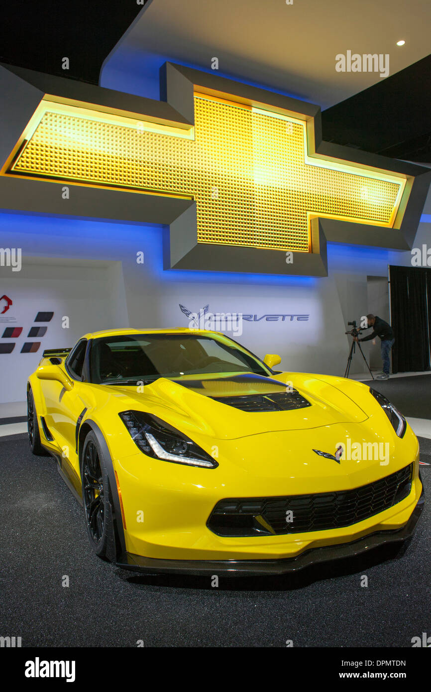 Detroit, Michigan - der Chevrolet Corvette Z06 auf dem Display auf der  North American International Auto Show Stockfotografie - Alamy