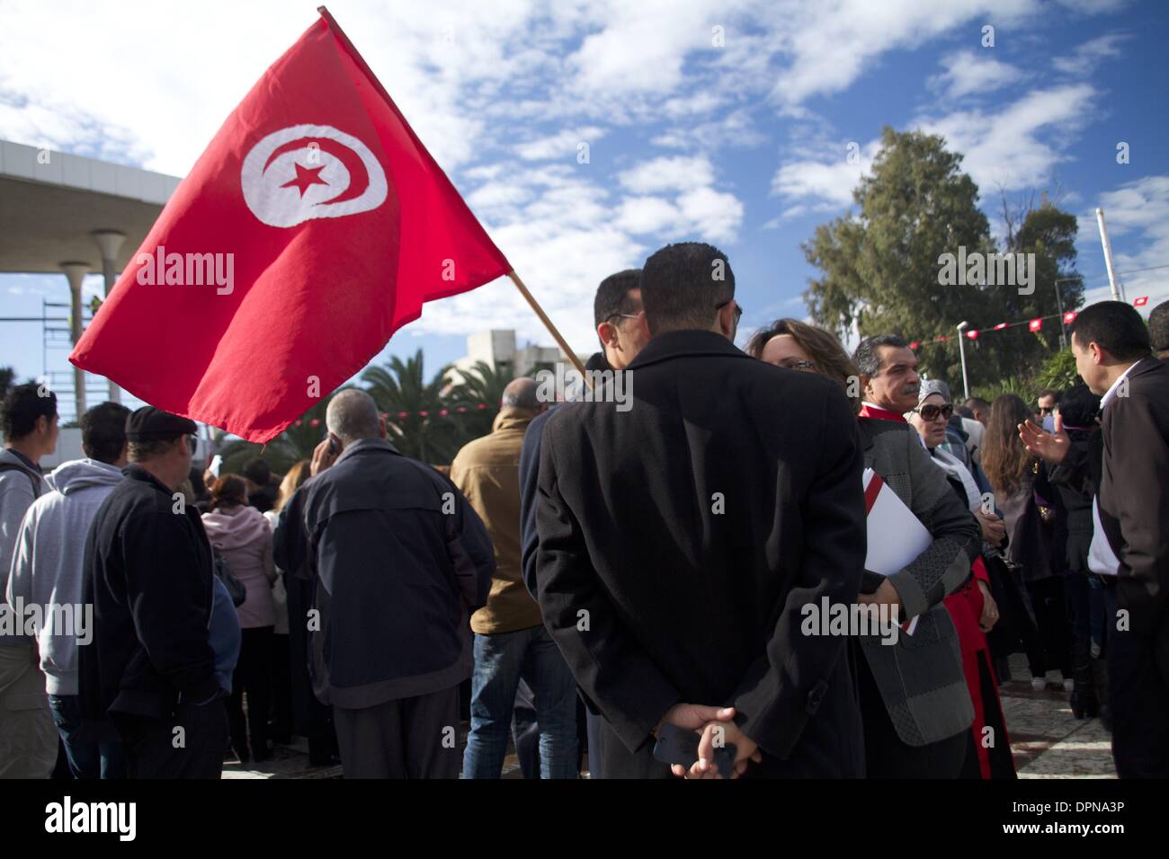 Tunis, Tunesien. 15. Januar 2014. Die Richter verlangen die Aufhebung von Artikel 103 in Bezug auf die Ernennung von Richtern. Jan.15th.2013, Bardo Platz vor der für der Nationalversammlung Kredit-Verfassung, Tunis, Tunesien: © ZUMA Press, Inc./Alamy Live News Stockfoto