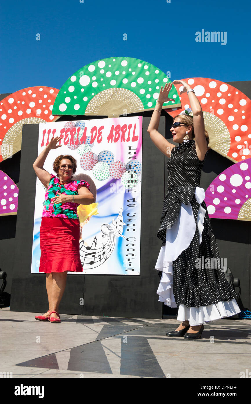 Flamenco Tanz Lessson Feria de Abril Flamenco Wochenende in Las Palmas, Gran Canaria, Kanarische Inseln, Spanien Stockfoto