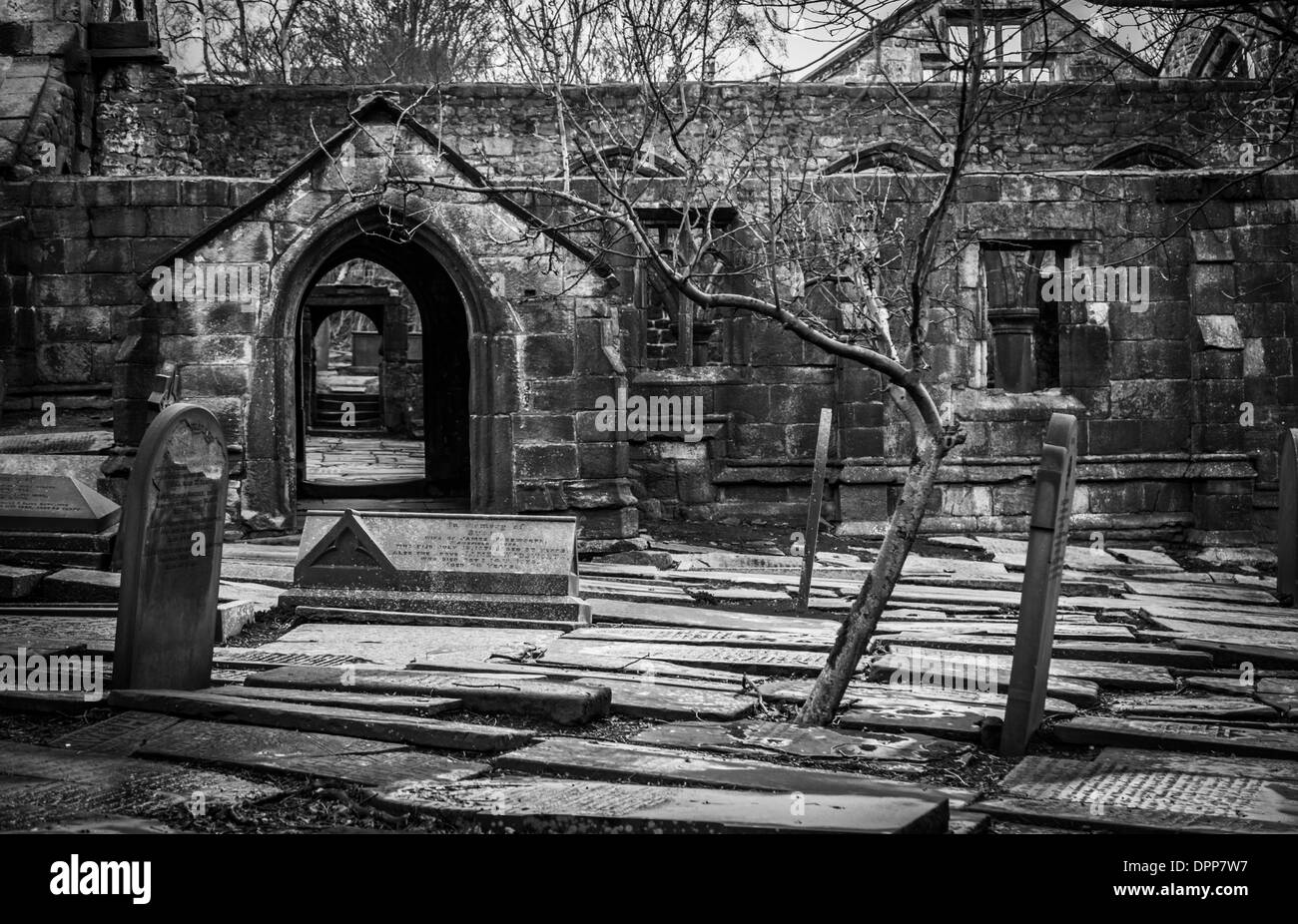 Die alten Kirchenruinen, Heptonstall Stockfoto