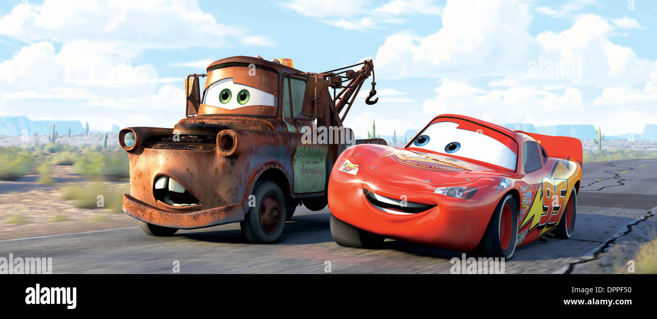 1. Februar 2006 - im Bild links nach rechts: Mater und McQueen in einer Szene aus Autos, die siebte Animationsfilm von Pixar Animation Studios erstellt und veröffentlicht von Walt Disney Pictures, ist ein hoher Oktanzahl-Abenteuer-Komödie, die ein breites Sortiment an Autos als Zeichen verfügt, die ihre Kicks auf der Route 66 zu bekommen.  Academy Award®-Gewinner John Lasseter Regie ist... TV-FILM-STIL Stockfoto