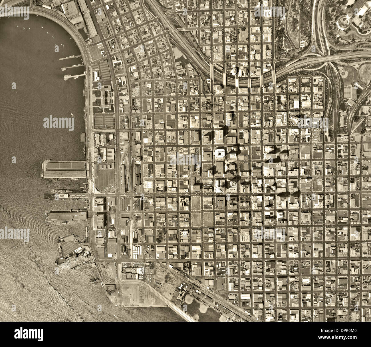historische Luftaufnahme San Diego, Kalifornien, 1972 Stockfoto