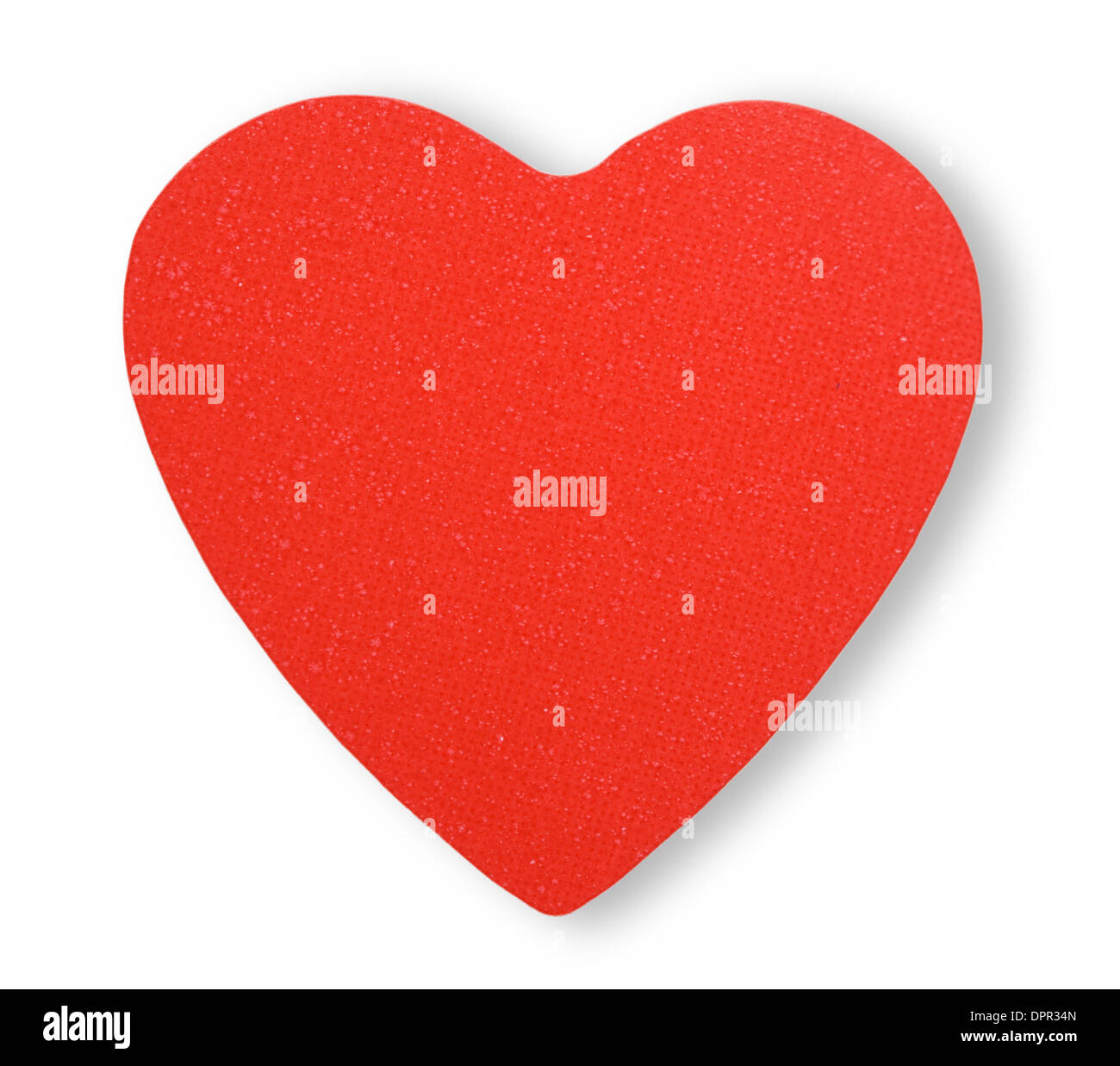 Papier rotes Herz isoliert auf einem weißen Hintergrund. Stockfoto