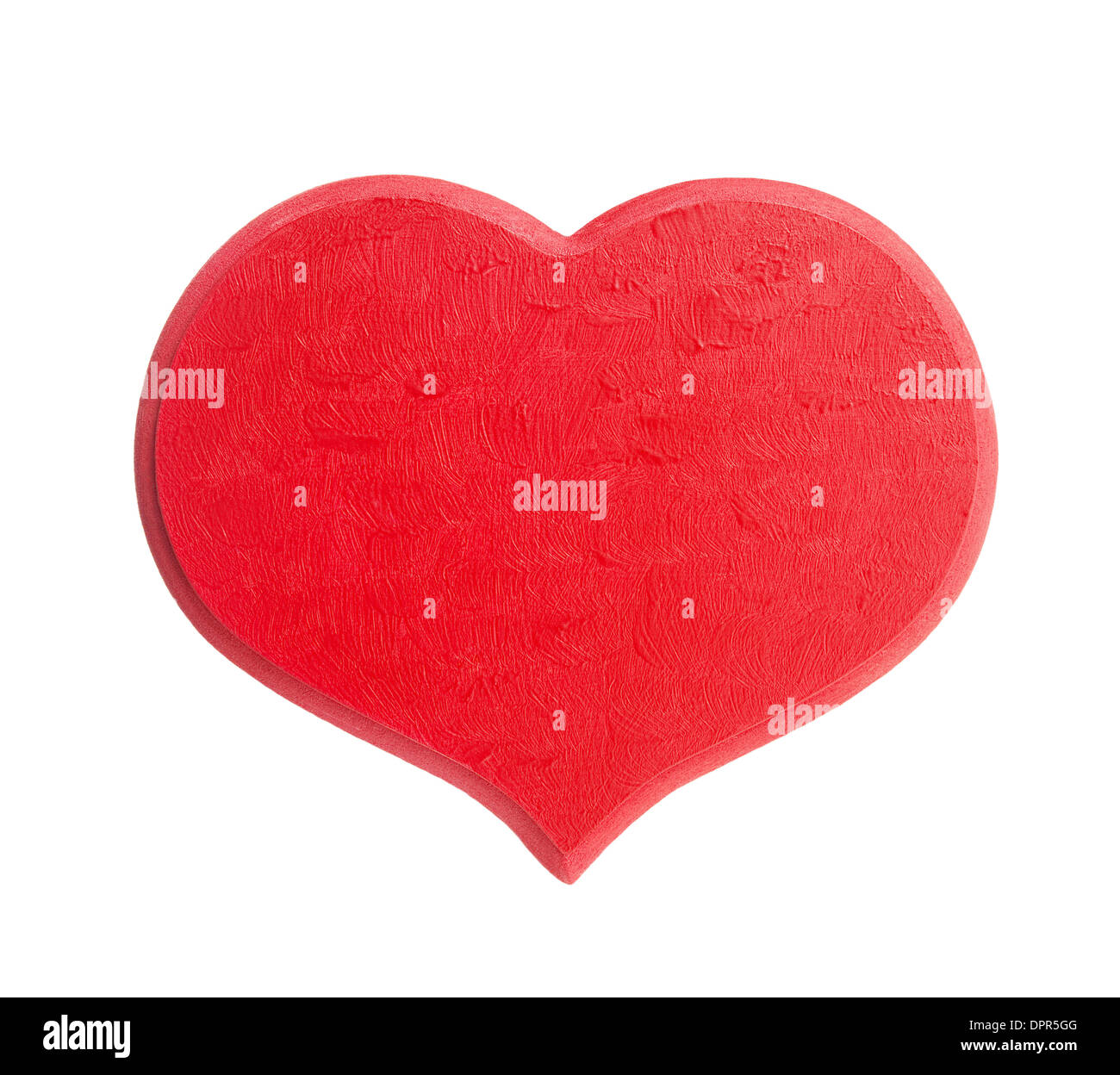 großes Herz gemalt in roter Farbe auf weißem Hintergrund isoliert Stockfoto