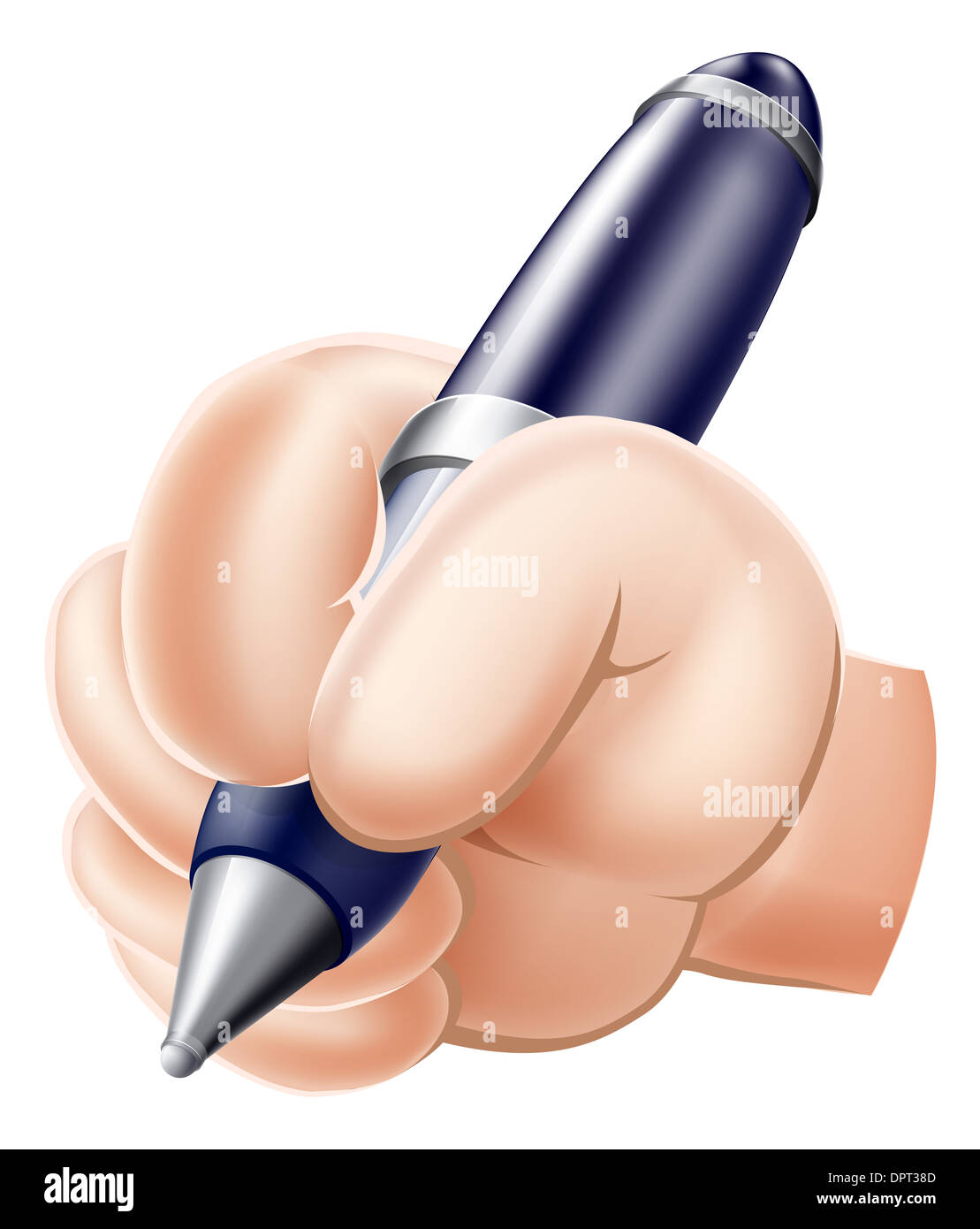 Ein Beispiel für eine Cartoon-Hand schreiben mit einem Stift Stockfoto
