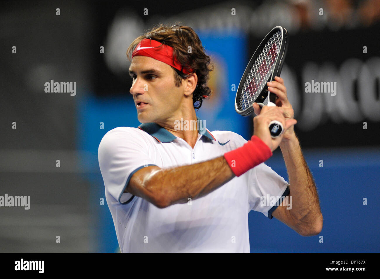 Melbourne, Australien. 16. Januar 2014. Roger Federer der Schweiz in Aktion am vierten Tag der Australian Open aus Melbourne Park. Bildnachweis: Aktion Plus Sport/Alamy Live-Nachrichten Stockfoto