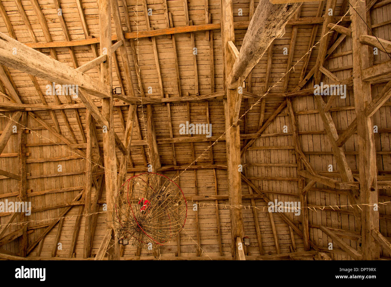 Das Dach der Markthalle oder Halle, Belves, Dordogne, Frankreich Stockfoto