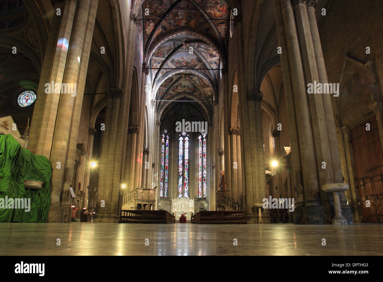 gotischen Innenraum Arezzo Kathedrale, Toskana, Italien Stockfoto