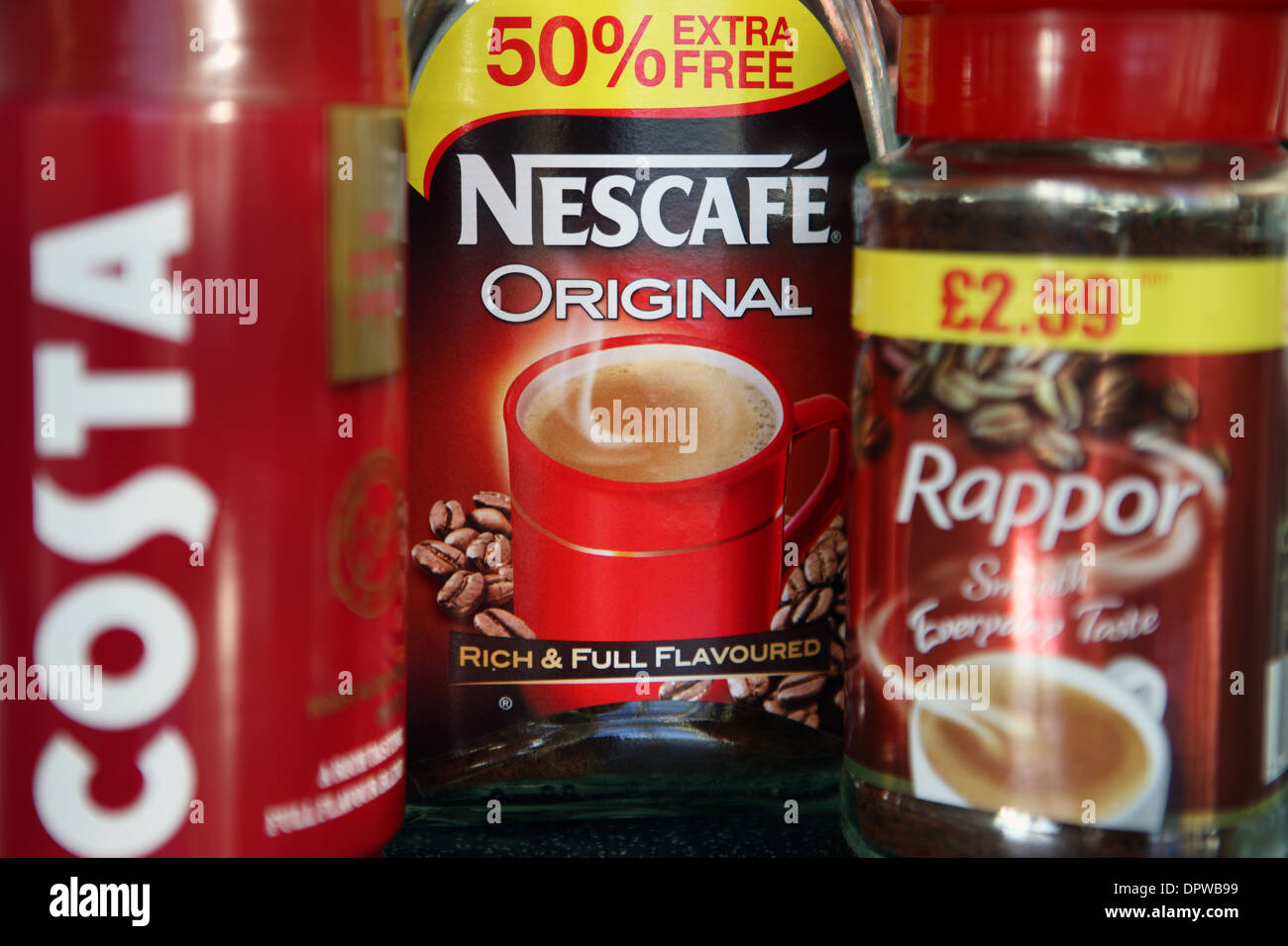 Gläser Kaffee mit Sonderaktionen Stockfoto