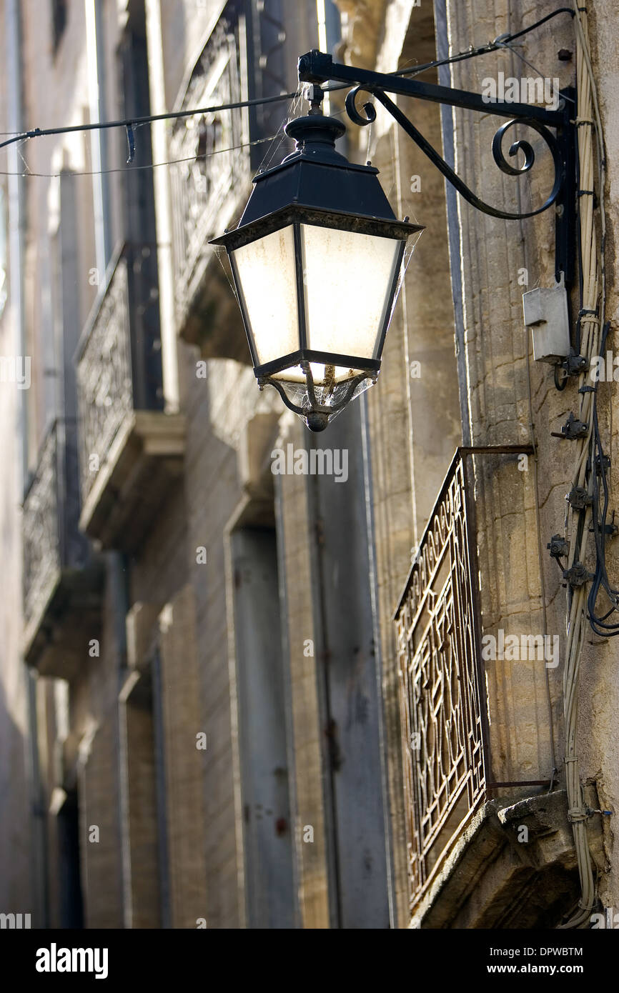 Languedoc Frankreich Steet Lampe Pezenas Stockfoto