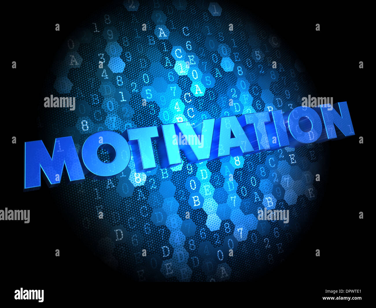 Motivation auf dunklem Hintergrund Digital. Stockfoto