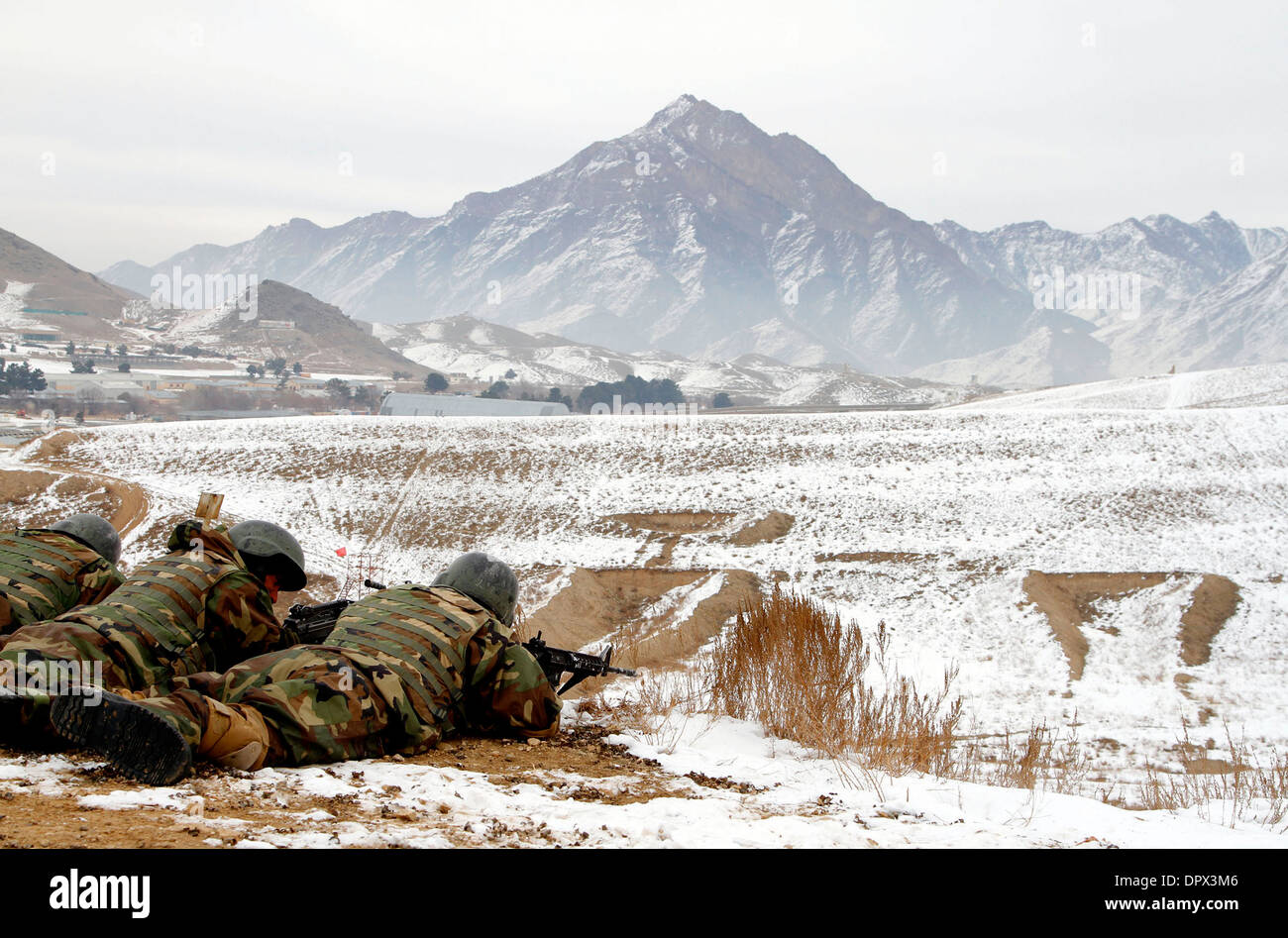 Afghan National Army Commando Rekruten während eines Kommando Auswahl und Bewertung im Camp Commando 12. Januar 2014 in Kabul, Afghanistan. Stockfoto