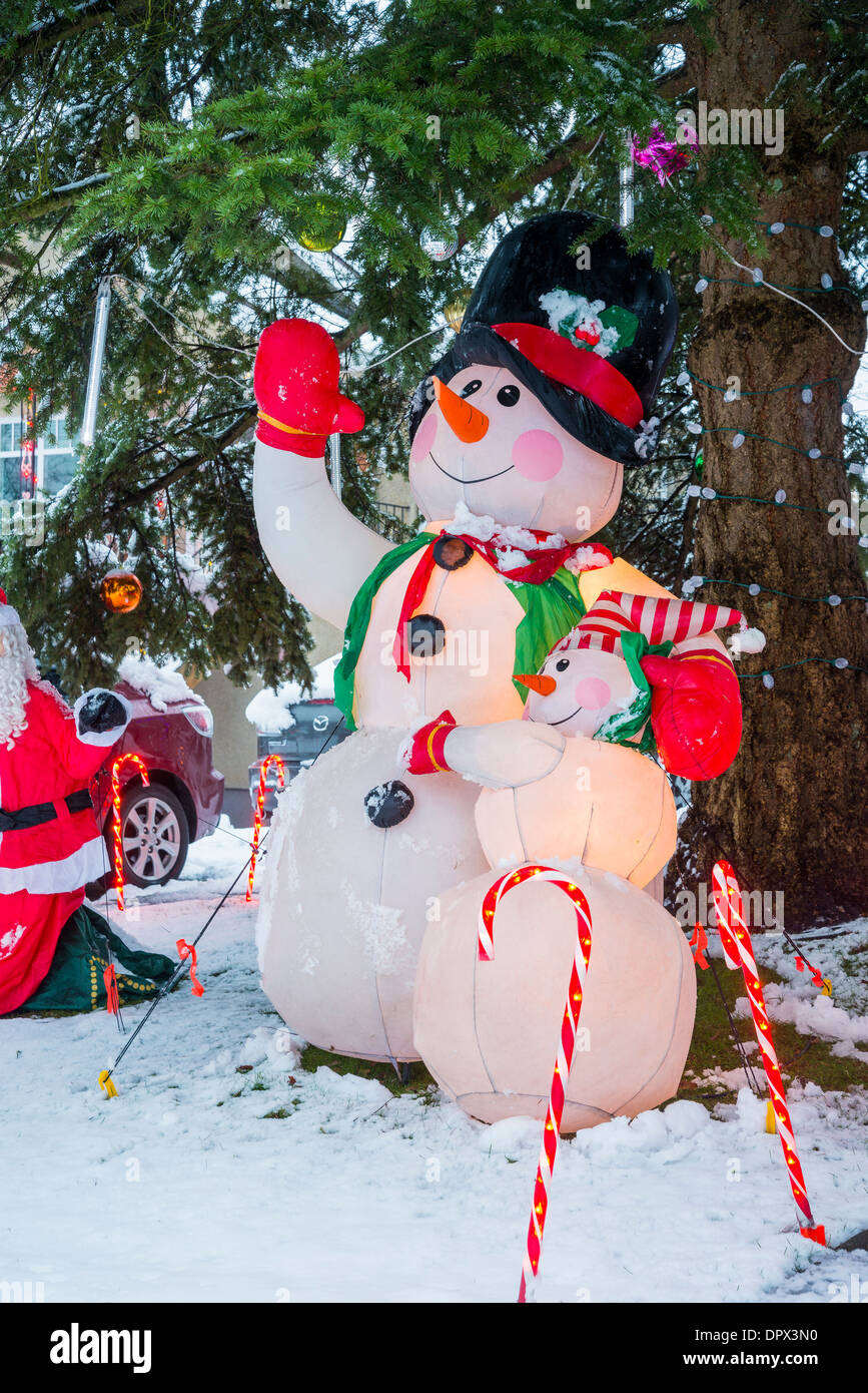 Schneemann, Weihnachten Display, Stockfoto