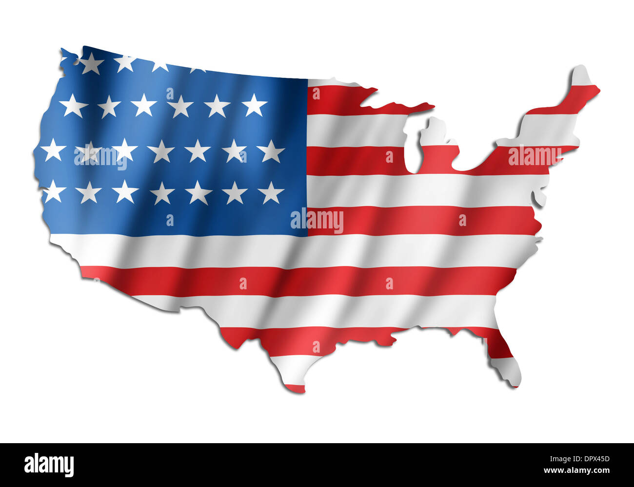 Amerikanische Flagge auf einer USA-Karte Stockfoto