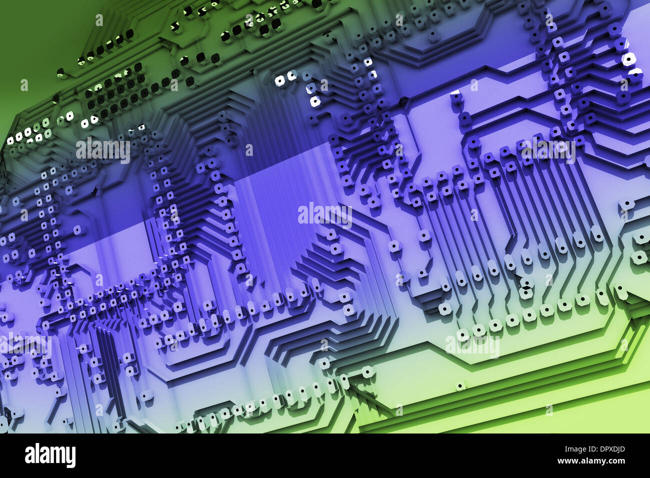 Abstrakte Platine Hintergrund 3D Render Illustration. Stockfoto