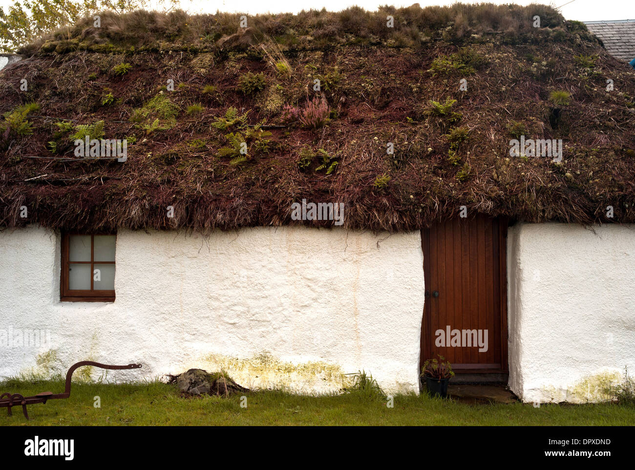 Strohgedeckten Croft, Plockton, den schottischen highlands Stockfoto