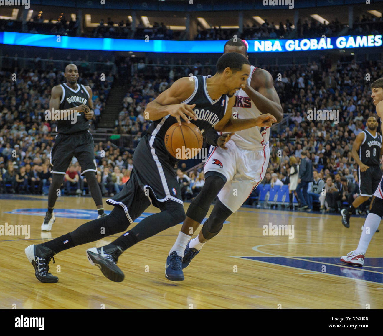 London, UK. 16. Januar 2014. Brooklyn Nets Guard Shaun Livingston [14] in Aktion während der NBA Spiel der regulären Saison zwischen den Atlanta Hawks und der Brooklyn Nets von der O2 Arena. Bildnachweis: Aktion Plus Sport/Alamy Live-Nachrichten Stockfoto