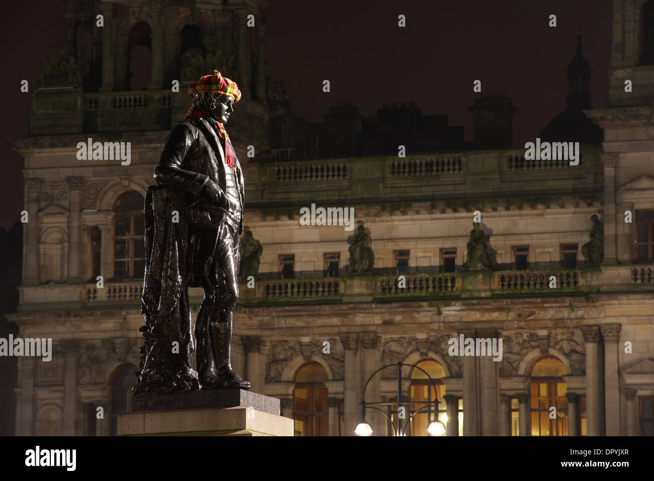 Robert Burns' Statue, George Square, Glasgow. Stockfoto