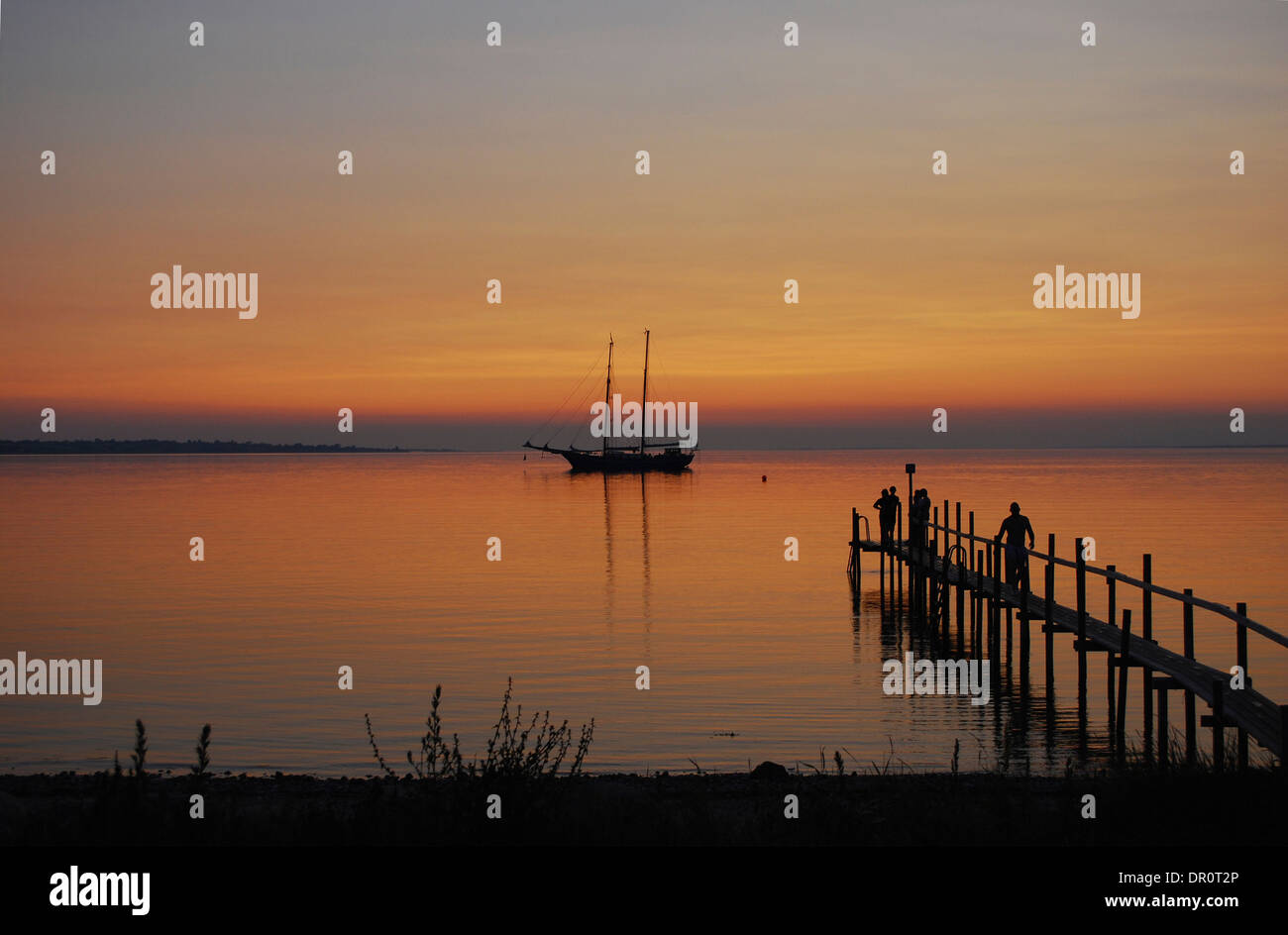Aeroe Insel, Pier bei Sonnenuntergang, Fyn, Dänemark, Skandinavien, Europa Stockfoto
