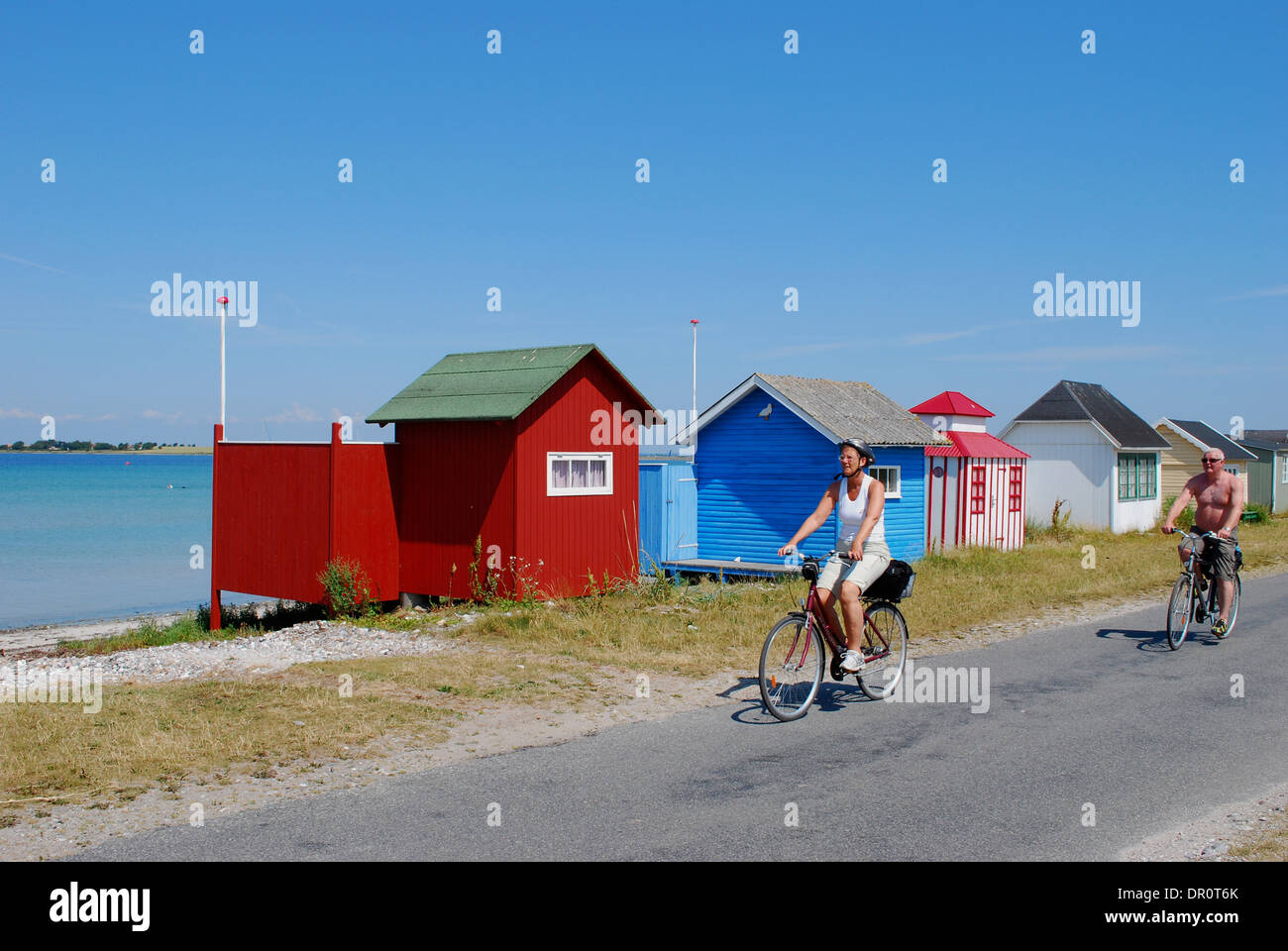 Aero-Insel, Strandhütten am Aeroskoebing Vesterstrand, Fyn, Dänemark, Skandinavien, Europa Stockfoto
