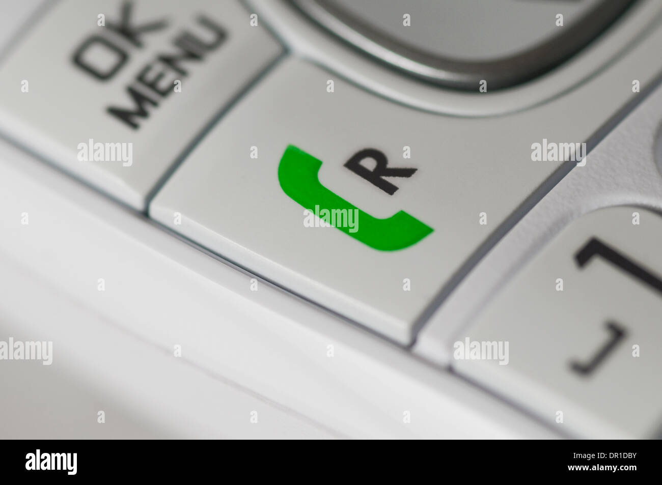 grüne Telefon-Symbol-Recall-Taste Stockfoto