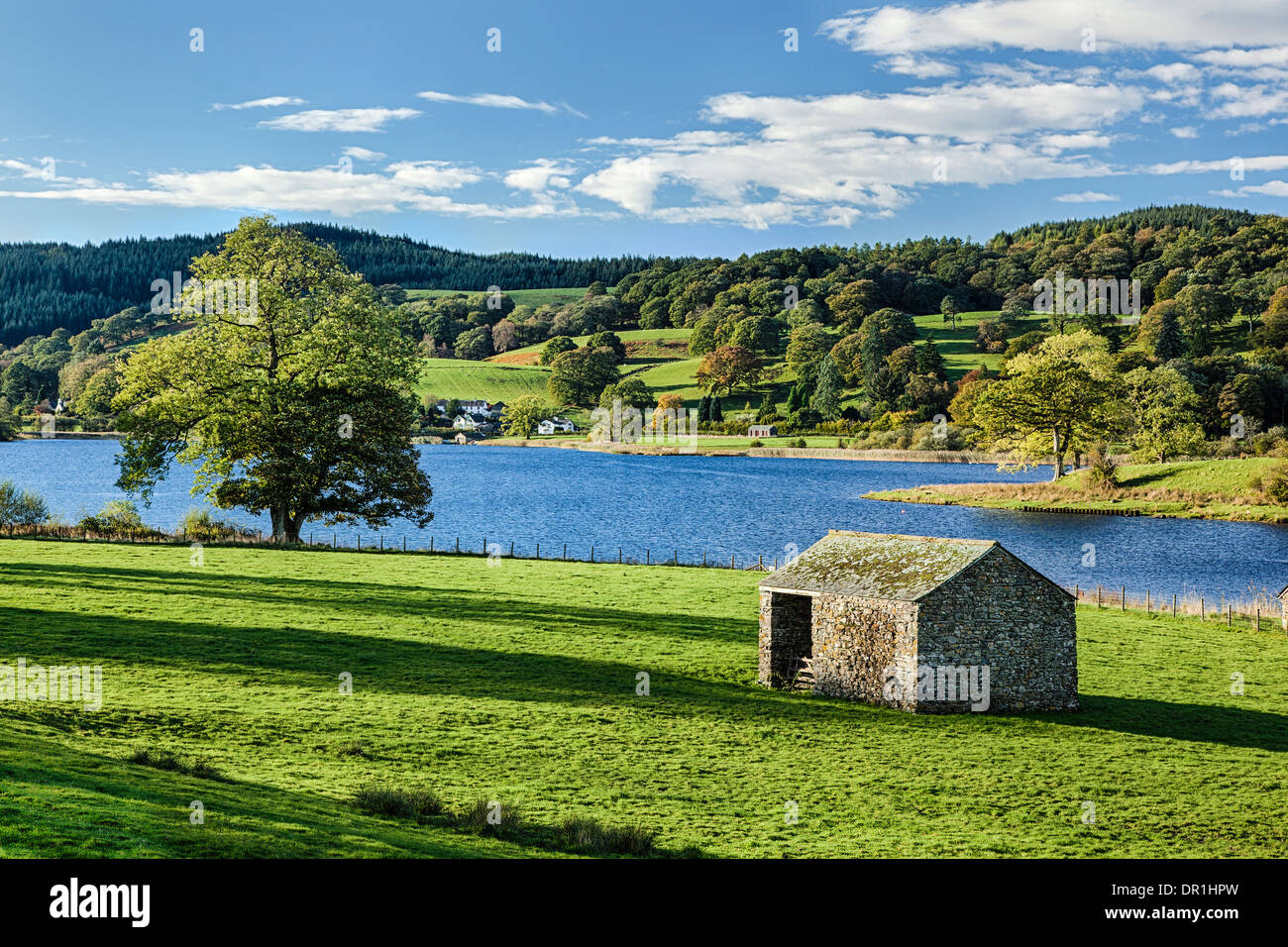 Stein Scheunen Esthwaite Wasser Stockfoto