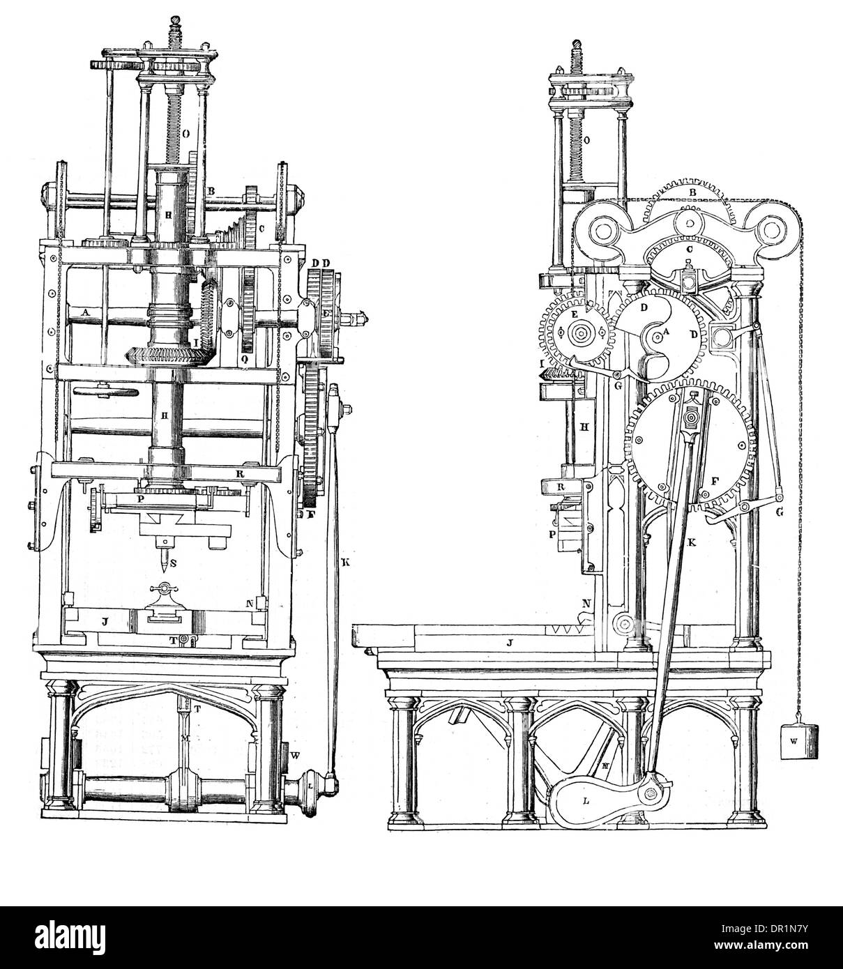 Engen und kreisförmige Hobelmaschine ca. 1889 Stockfoto