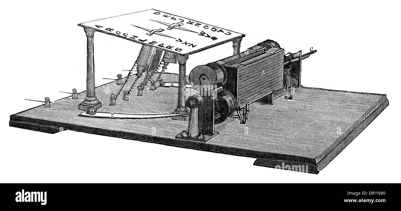 Zweinadel-Magneto-Electric telegraph Instrument patentiert im Jahr 1848 und von Herren Henley und Forster in England hergestellt Stockfoto