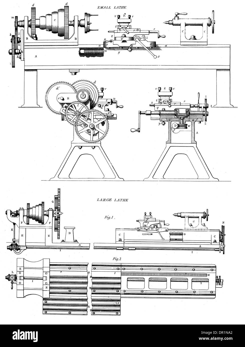 Sir Joseph Whitworth. Patent selbst handeln Drehbank um 1840 Stockfoto