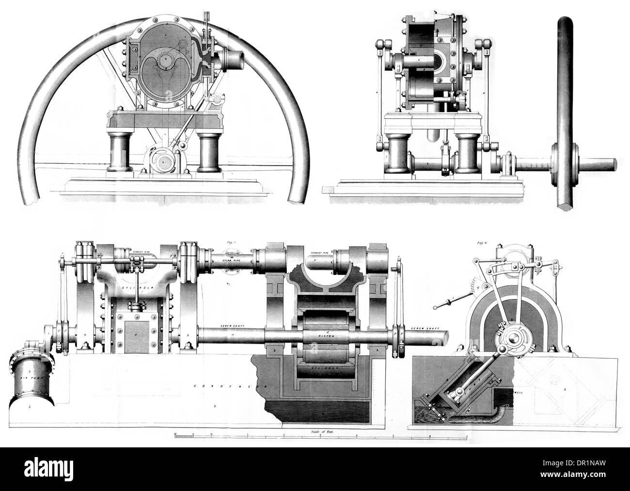 Hin-und hergehenden & hängenden Motoren konstruiert durch Mess'rs Simpson und Shipton Manchester ca. 1848 Stockfoto