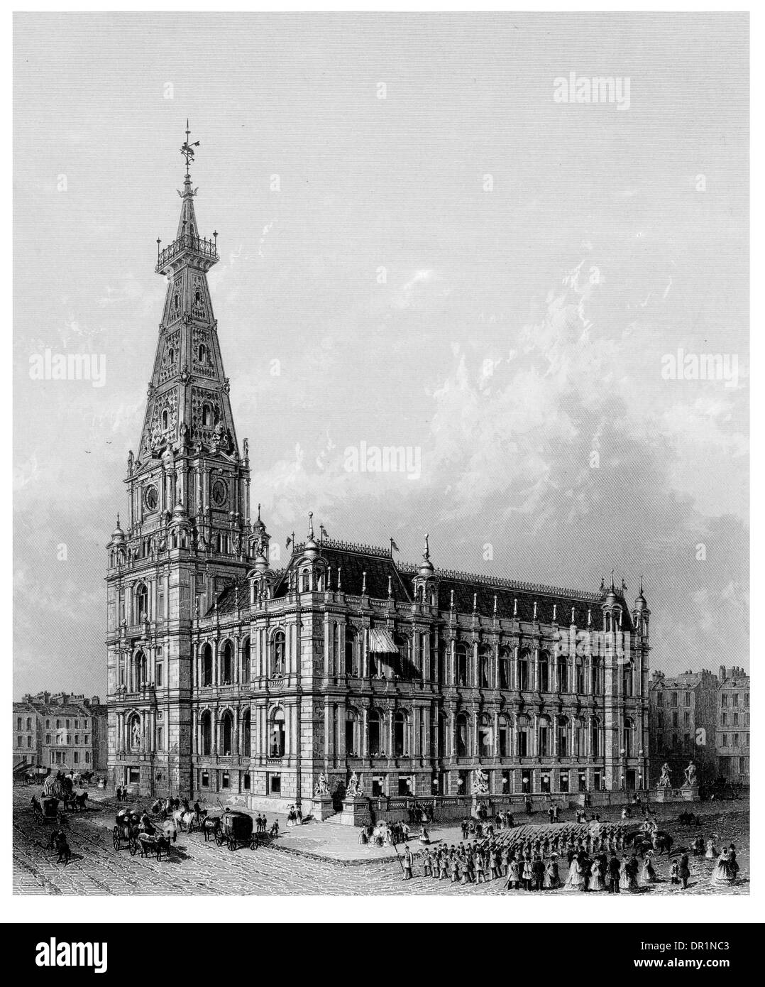 Rathaus der Stadt Halifax, West Yorkshire ca. 1875 Stockfoto