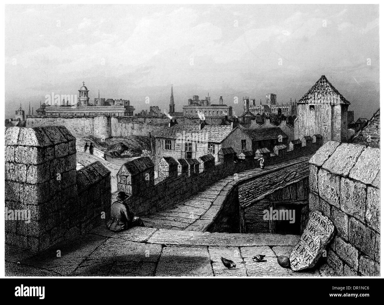 Stadtmauern York North Yorkshire ca. 1875 Stockfoto